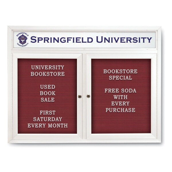 Indoor Enclosed Combo Board, 42"x32", Bronze Frame/Black & Burgundy